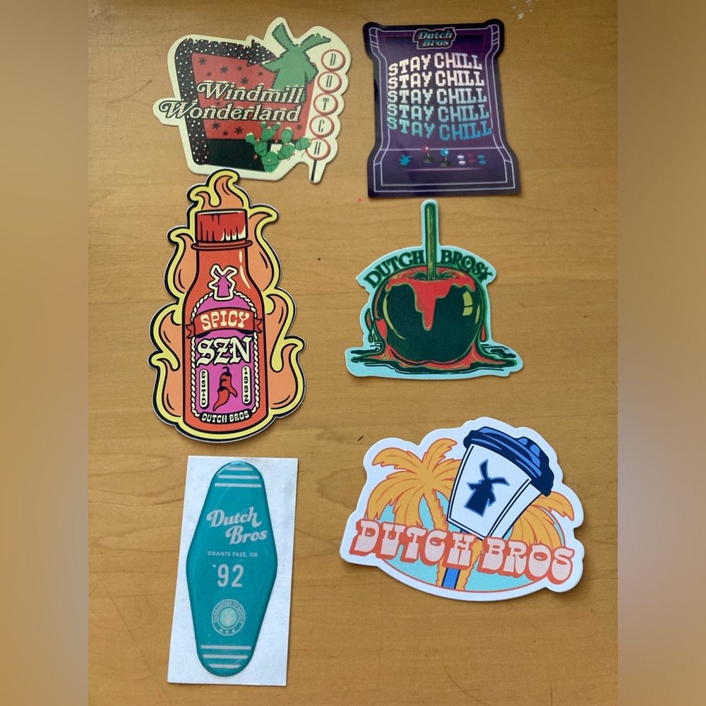 Lot of 6 Rare Hard to find Arizona Diamondbacks Dutch Bros Stickers, Christmas